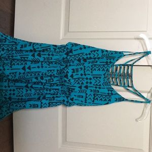 Spaghetti strap blue and black dress